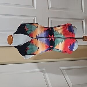 Chaps Ralph Lauren Womens Fleece Aztec Soutnwestern Zip-up Vest Sz Sm Petite